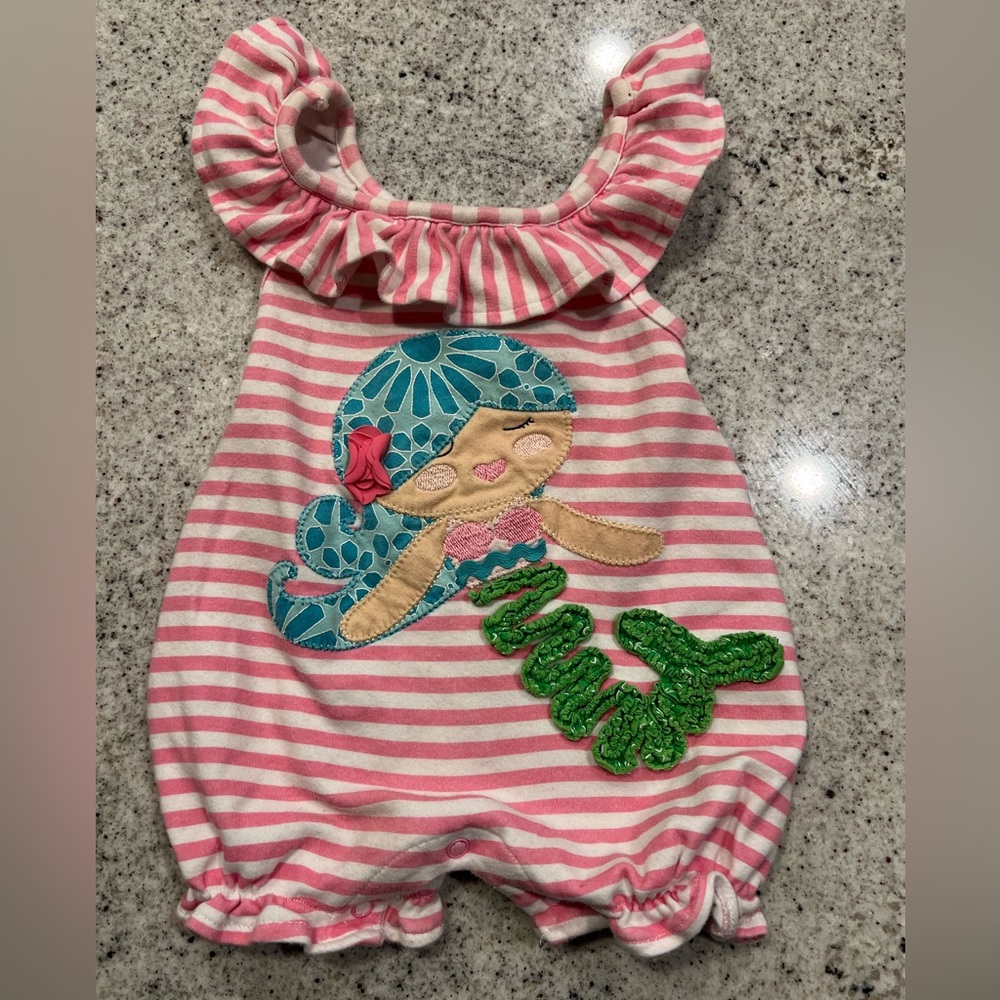 Mud Pie Mermaid Romper 6-9 Months